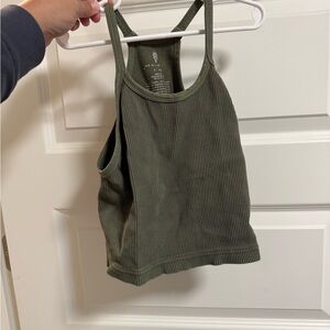 Free People Olive Ribbed Tank Top